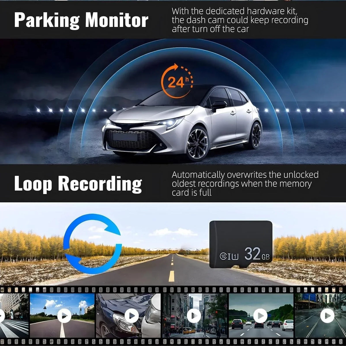 1080P HD Front- und Rückfahrkamera, 1 Stück, Autokamera