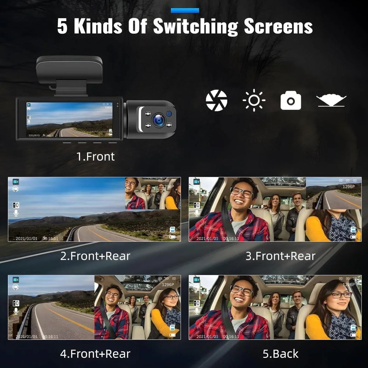 1080P HD Front- und Rückfahrkamera, 1 Stück, Autokamera